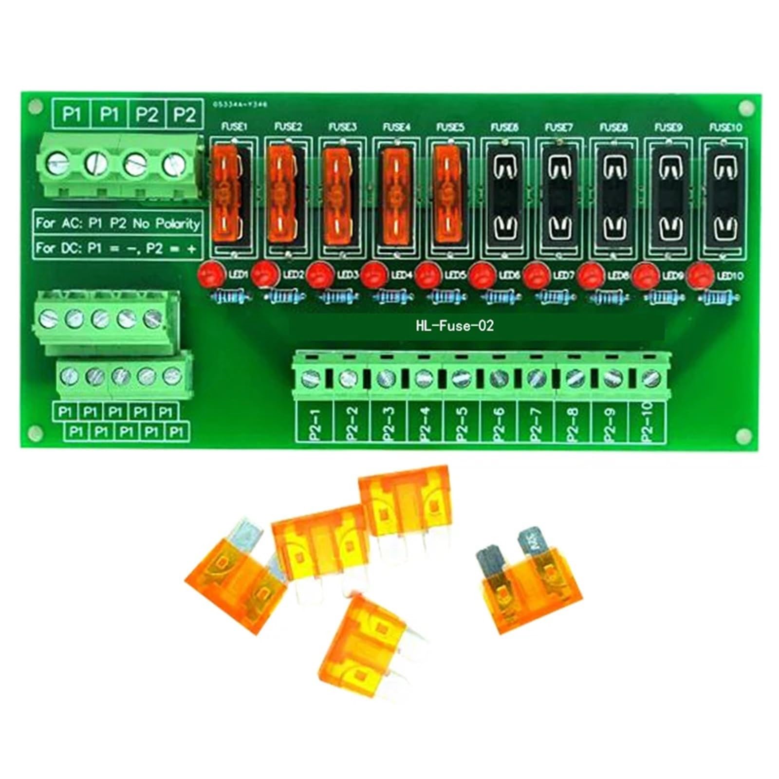 Módulo de fusibles de 10 posiciones para montaje en panel CA/CC 5-32V 7