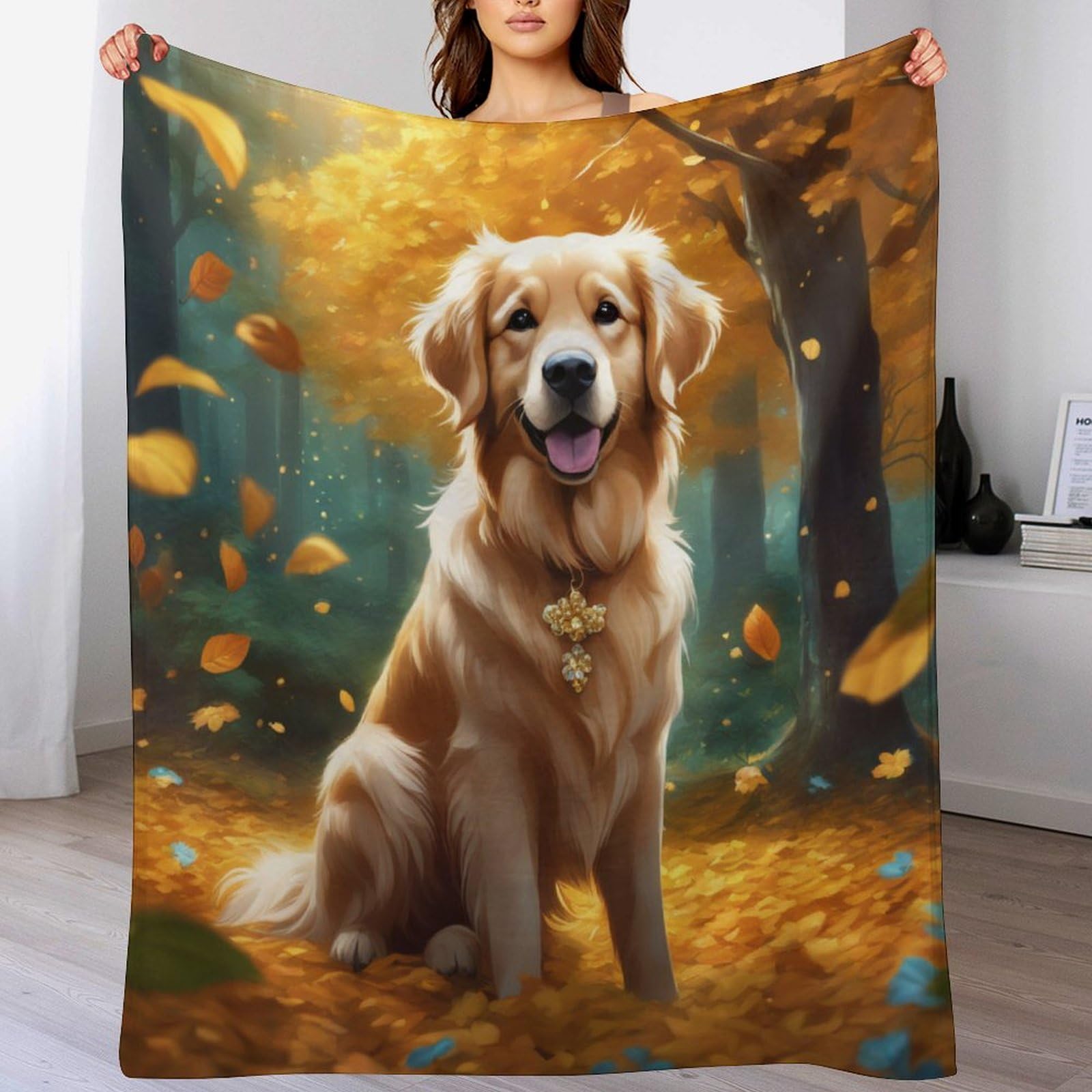 Couverture polaire motif chien plaid doux et chaud réconfortant lit