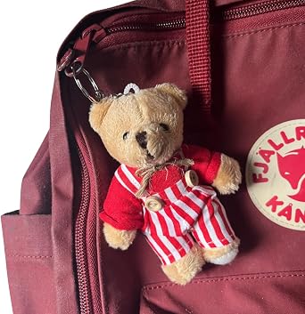 Cute Overalls Teddy Bear Plush Keychain Bag and Wallet Accessory Bag Charm