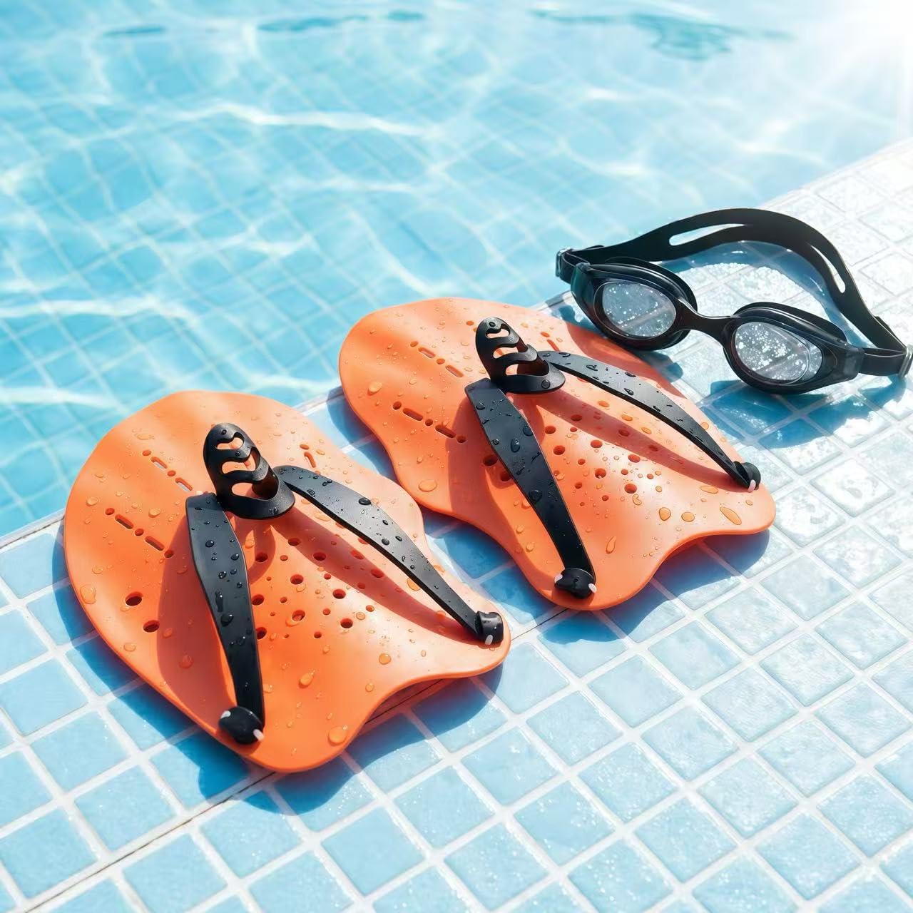 Adult Swim Hand Paddles, Adjustable‑Strap Ergonomic Design | For power-resistance lap-swimming training, suitable for both beginner and advanced-level swimmers