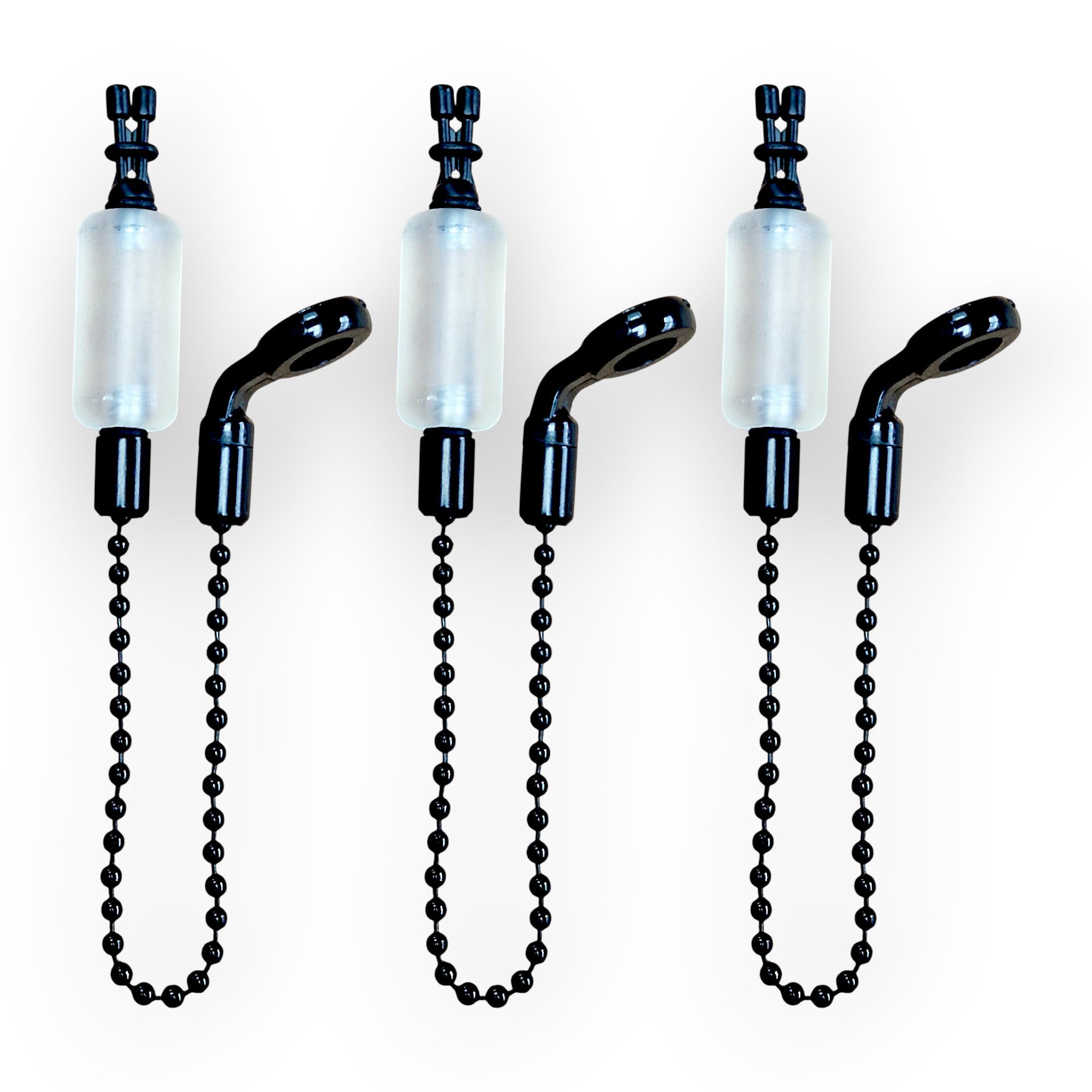 TJR Tackle 3 x Pro Ace III Bite Indicators Bobbins Short 15cm Chain For Fishing Bite Alarms 6 Translucent colour options (Translucent White)