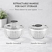 Vista 7 de Ourokhome Centrifugadora de Ensalada Secadora de Lechuga, Secadora de Vegetales Grande de Presión Fácil con Una Mano, Mezcladora de Ensalada