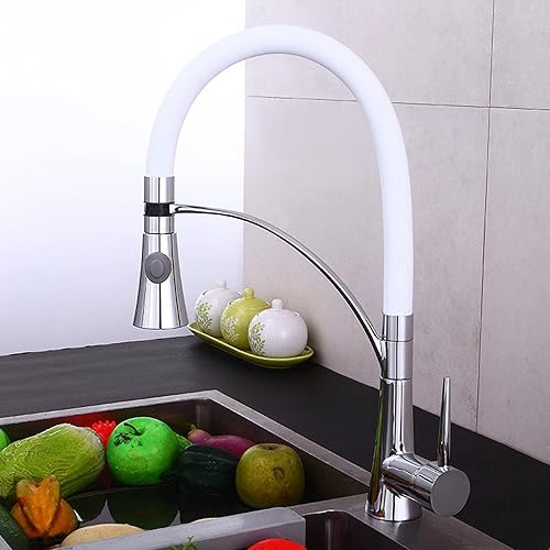 Miniatura 2 de Kitchen Faucet, Commercial High Arc Kitchen Sink Tap with Pull Down Sprayer Solid Brass Chrome Single Handle Single Hole Hot and Clod Water Mixer Tap