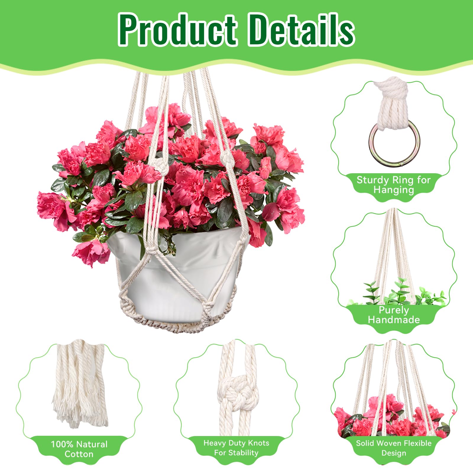 Snapklik.com : Macrame Plant Hanger - 3 Pack Indoor Hanging Planter