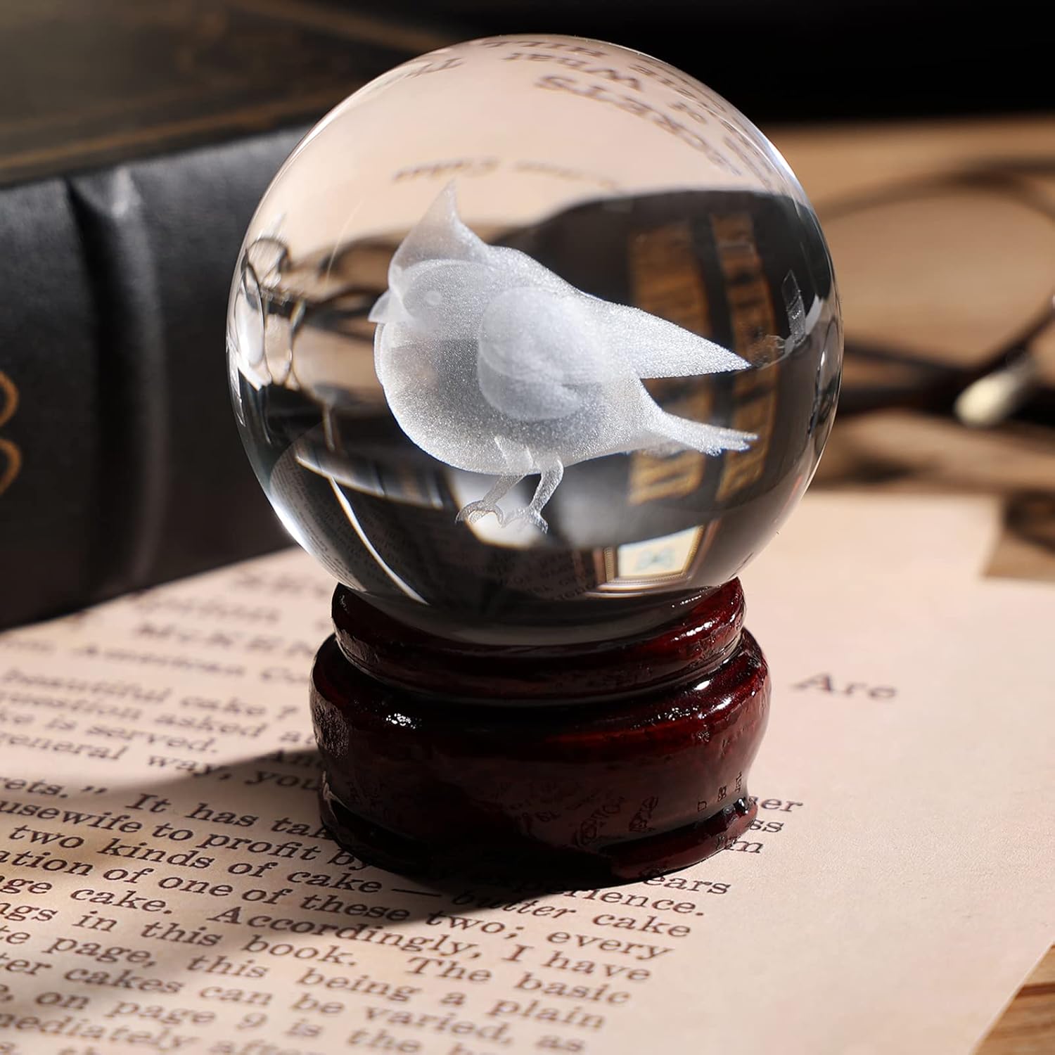 2.4inch (60mm) 3D Cardinal Bird Crystal Ball with Decorative Wooden Stand for Home Decorative Ball, Paperweight. 2023 Version Gift for Bird Lovers, Grandma, Children - Image 5