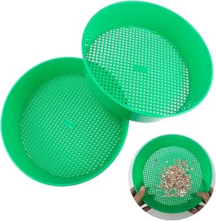 LNQ LUNIQI 2Pcs Soil Sifter Garden Sieve Plastic Sand Sifter Set for Sieve Work of Small Gravel, Soil, Sand（Green）