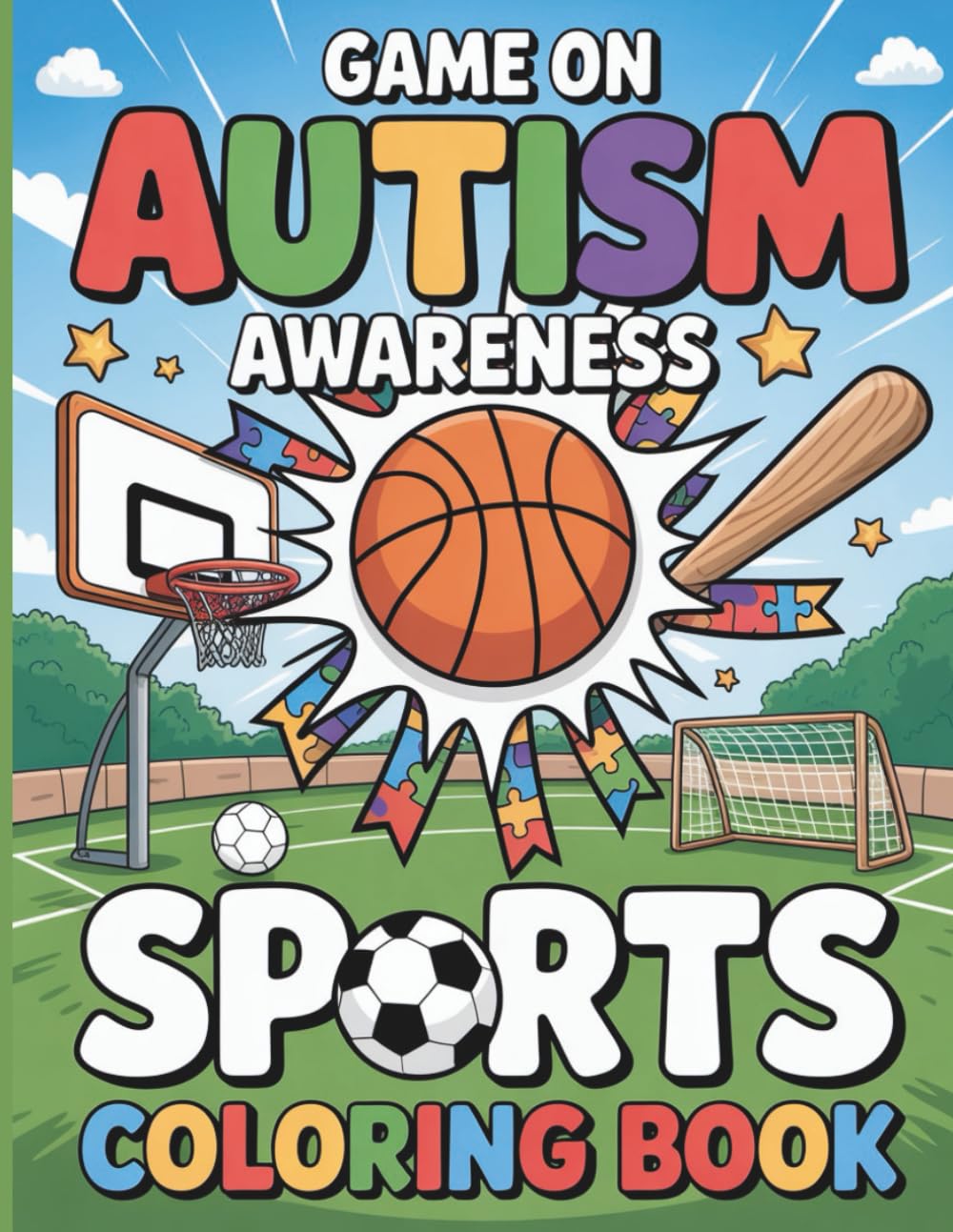 Game On Autism Awareness Sports Coloring Book: An Inspiring Coloring Adventure Celebrating Neurodiversity Through Sports