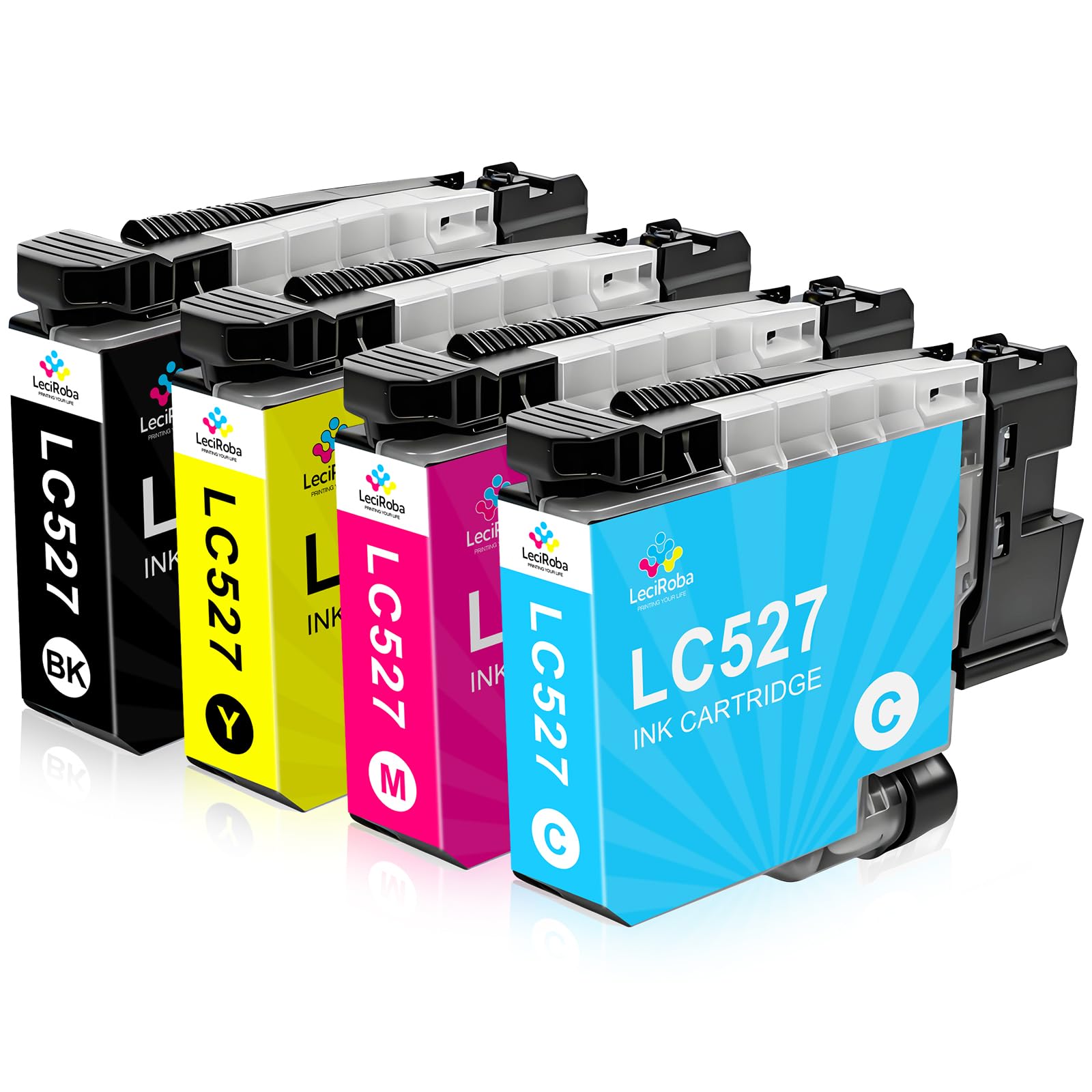 LeciRoba LC527 LC-527 Lot de 4 cartouches d'encre pour Brother LC-527BK LC-527C LC-527M LC-527Y pour imprimante Brother MFC-J4550DW MFC-J4350DW