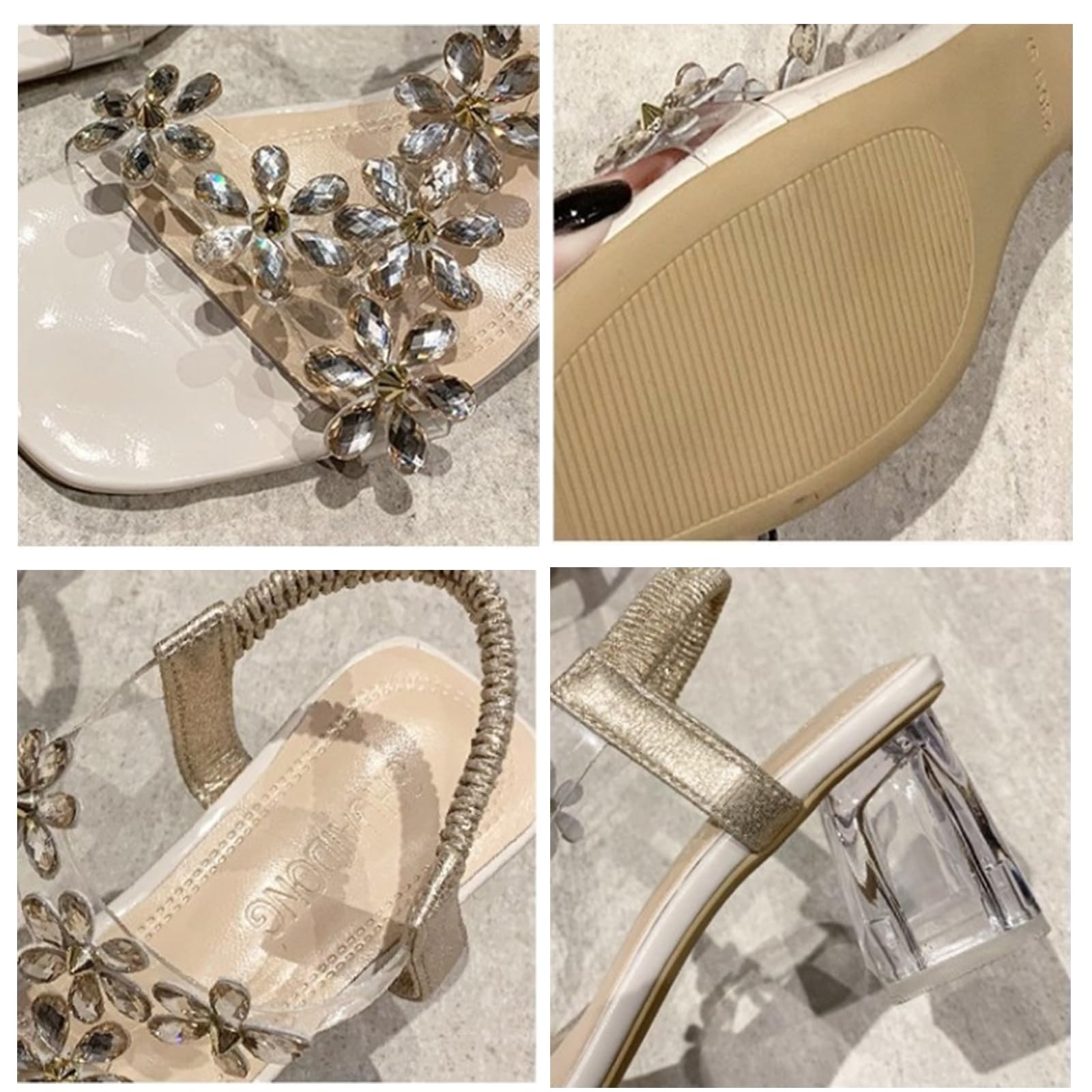 Sandalias de Mujer Sandalias De Mujeres Romanas Transparentes En El Tacón Alto De Tacón Grueso