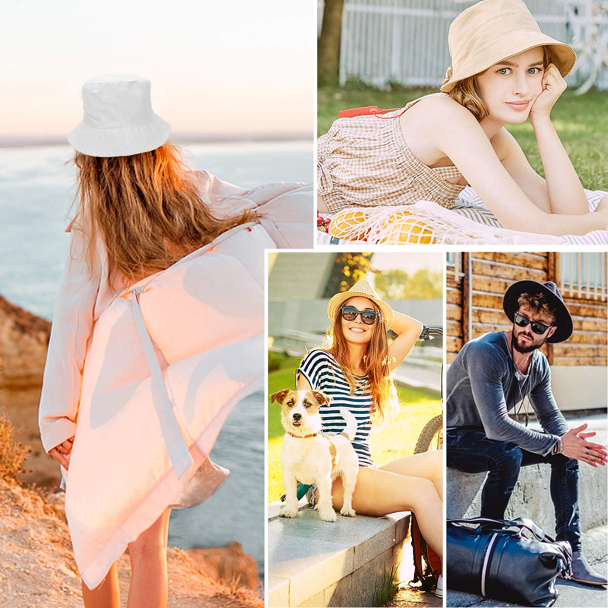 Feng Shui， Sombreros de Pescador para Mujer - Sombreros de Sol de Playa de Verano de algodón Reversible Sombrero de Pescador Plegable para Viajes Playa Senderismo Reino Unido
