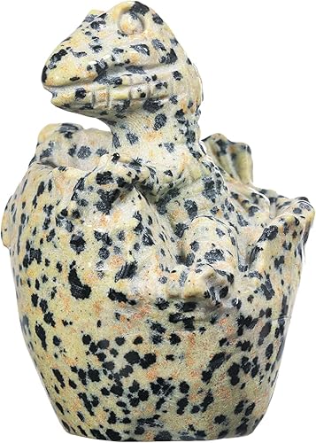 Miniatura 7 de Rockcloud Estatua de huevo de dinosaurio de aventurina azul de cristal curativo hecho a mano para meditación, escultura de animales para decoración