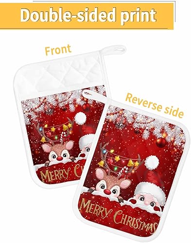 Miniatura 10 de Halloween 4Pcs Pot Holders for Kitchen, Non Slip & Heat Insulation Terry Cloth Potholder Set with Pocket, Thick Hot Pad Oven Mitts Trivet Coaster