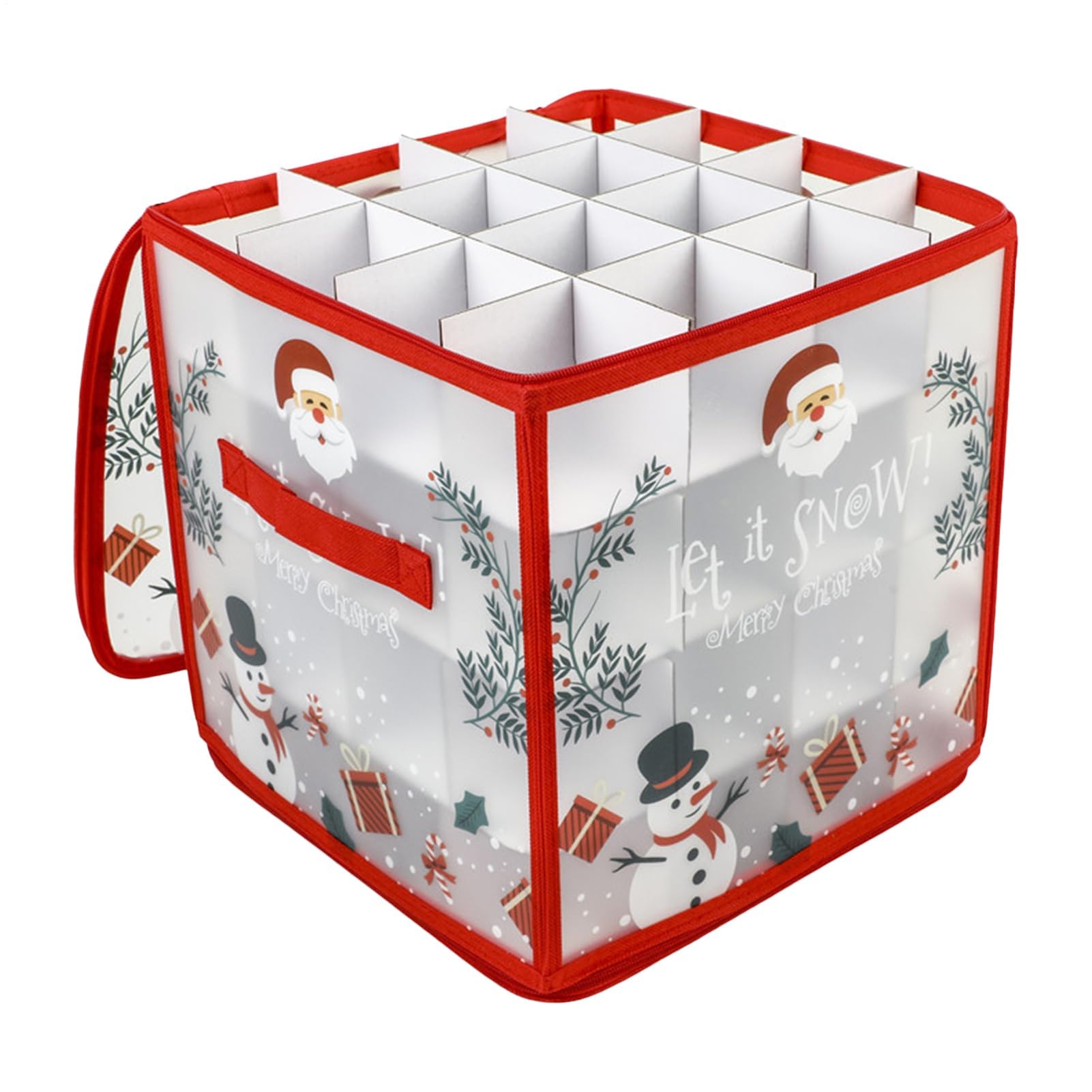 Ornament Aufbewahrungsbox mit Reißverschluss, Trennwänden, Deckel & Griff | Für 64 Kugeln, geeignet für Ferienhaus, Keller, Garage, Schrank, Studentenwohnheim