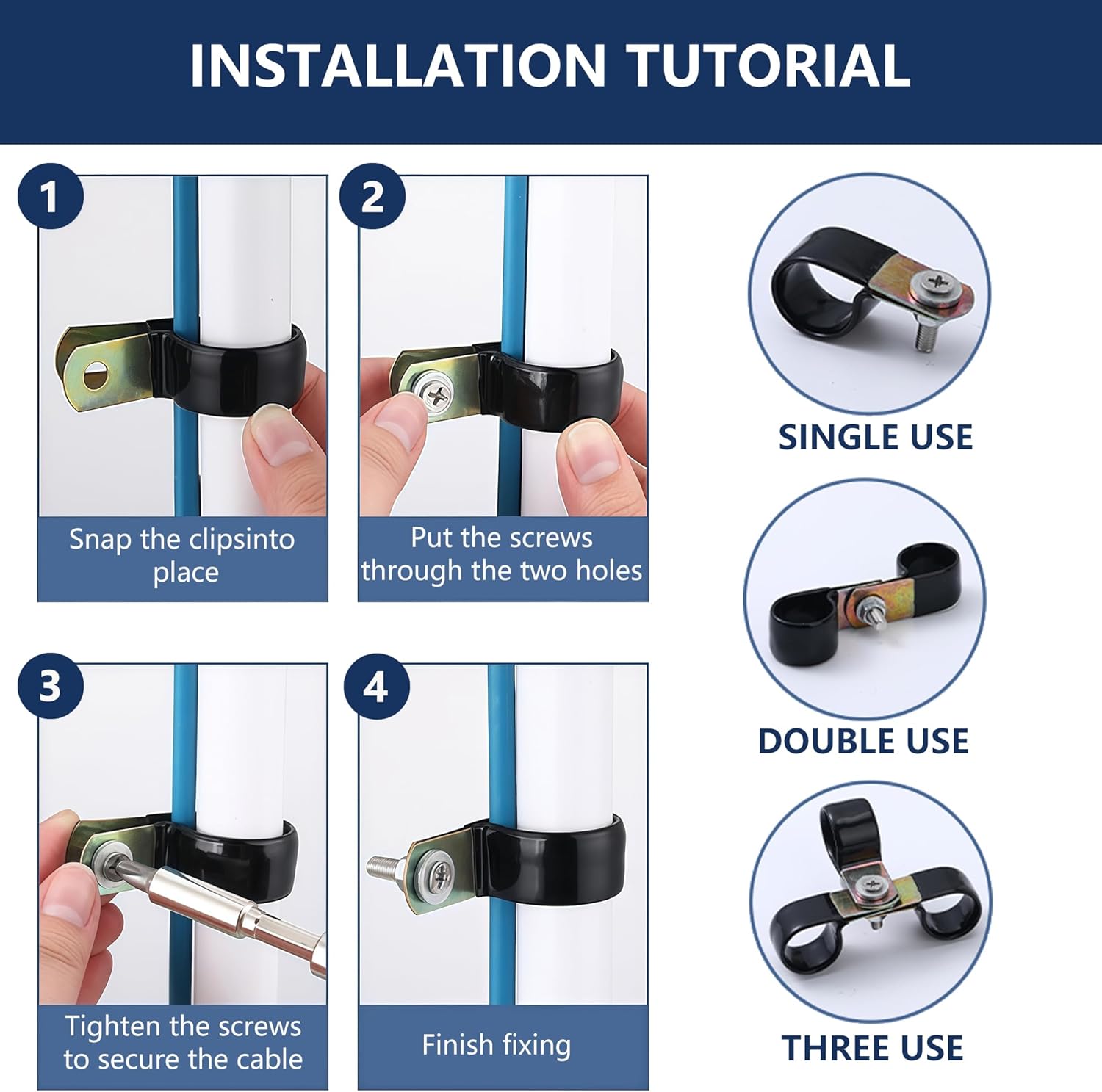 1/2 Inch Galvanized Steel Cable Clamps 50 Pcs Vinyl Coated Wire Clamps for Cables with Rubber Cushioned Tubing Mounting Clips 6mm Fasteners for Tube Lines Cord Installation