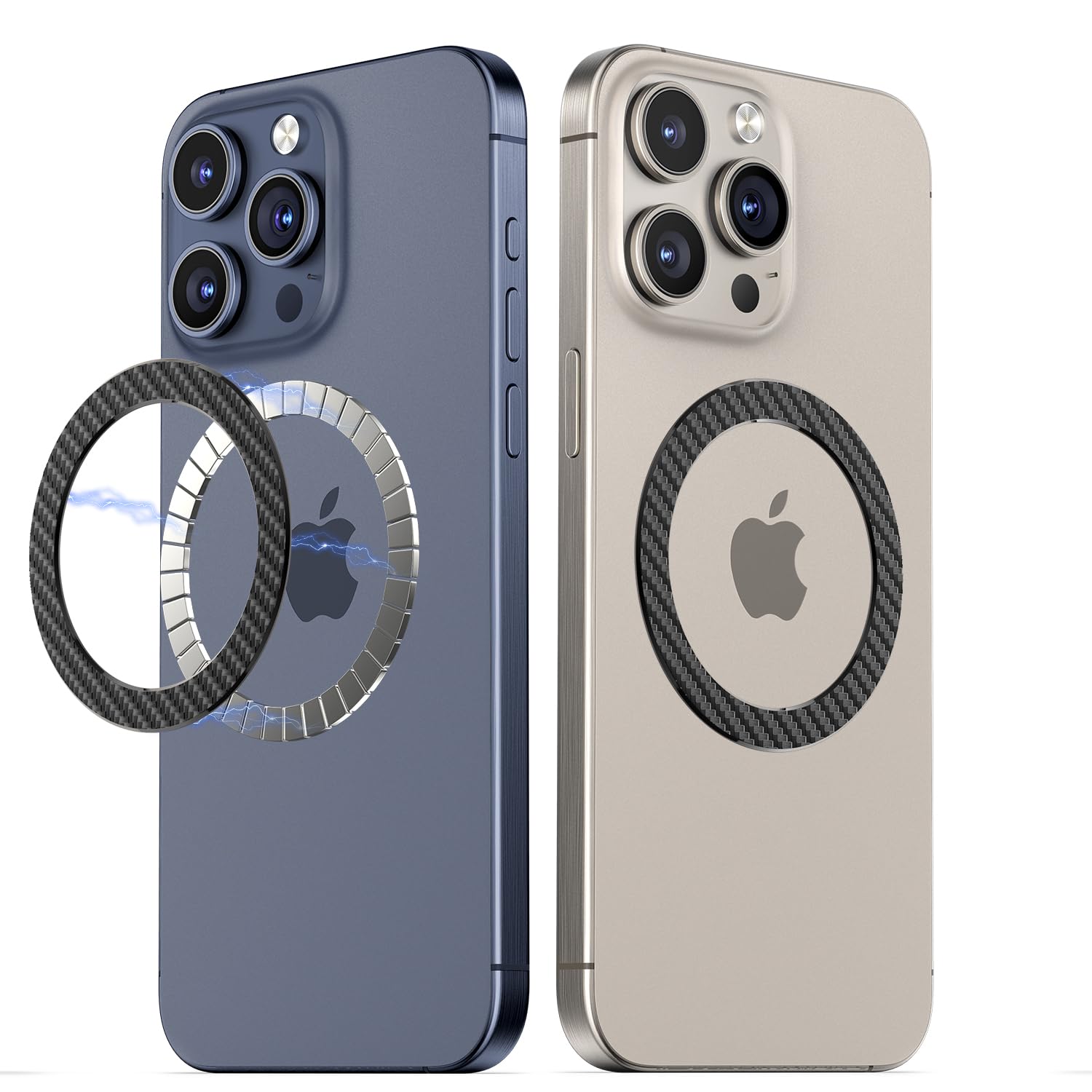 Magnetic Ring Sticker for Magsafe Phone Magnet Upgrade Bulit-in Magnet for Wireless Charging, Phone Case, Car Holder, Compatible Universal Conversion Magnet Adapter Kit 2 Pack (for Carbon Black)