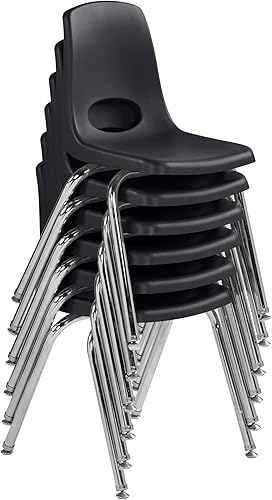 Miniatura 224 de Factory Direct Partners 10355-BL Silla escolar apilable de 10 pulgadas, asiento apilable para estudiantes con patas de acero cromado y rodamientos