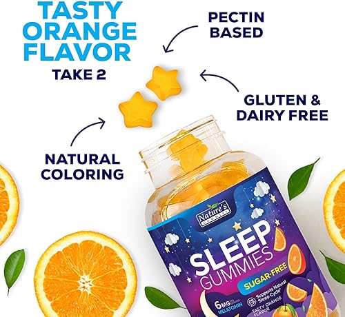 Miniatura 5 de Gomitas para dormir de 6 mg  Suplemento de gomita de melatonina sin azúcar para adultos, gomitas naturales para dormir sin azúcar para adultos,