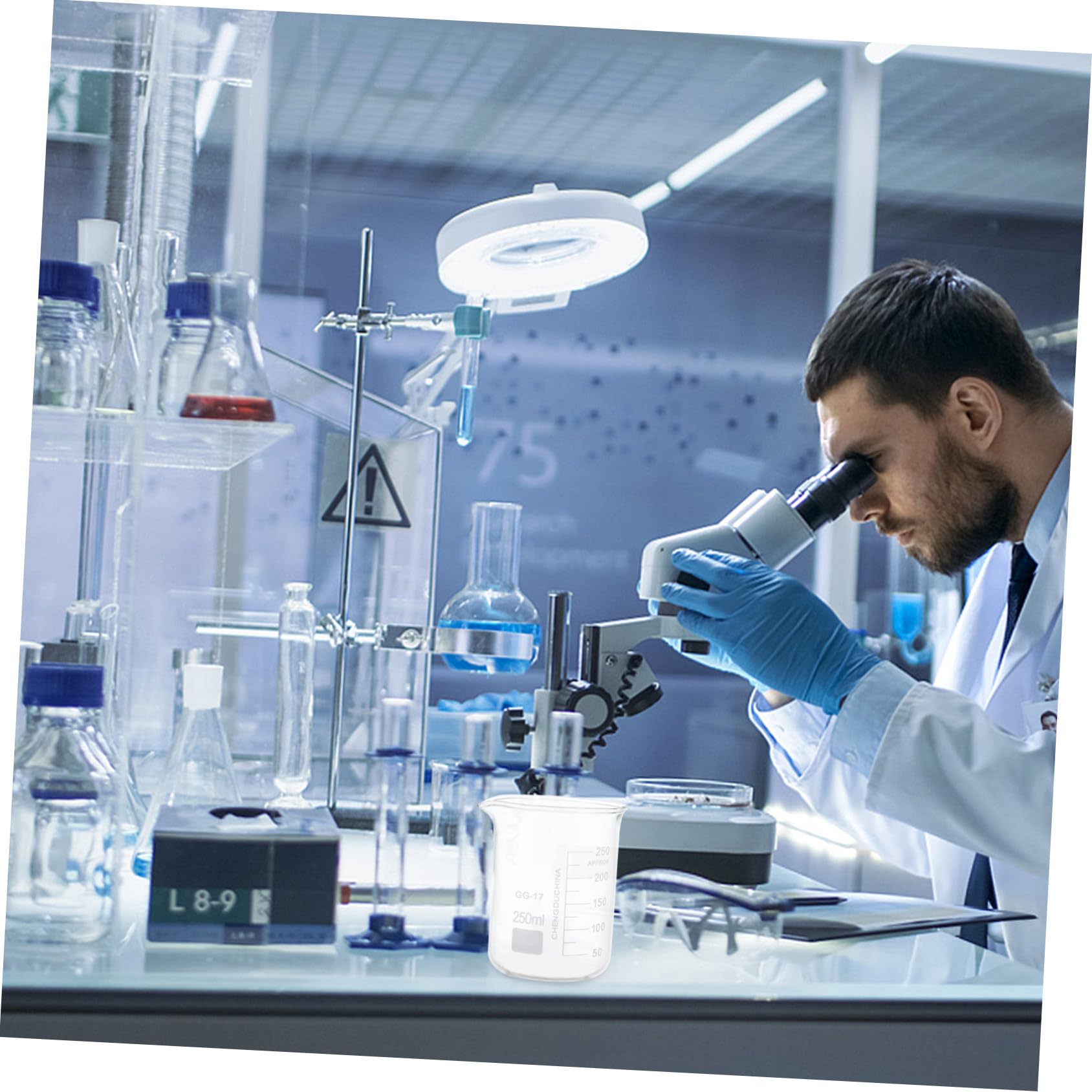 BESTYASH Vasos Medidores Transparentes de Vidrio 5 Piezas para Laboratorio | Tazas Medidoras de Líquidos, Porta Líquidos a Escala, Decoracion Colegio