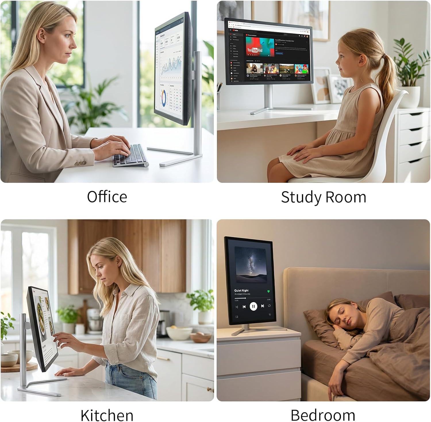 Aluminum Monitor Stand with Spring-Adjustable Height, Vesa Mount with Full Tilt, Swivel & Rotation, Only for 7.7-11LB Monitor Weight Range