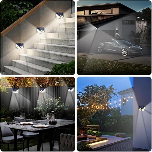 Miniatura 7 de Luces solares para exteriores, paquete de 8 luces solares con sensor de movimiento para exteriores, 3 modos, luces de seguridad alimentadas por