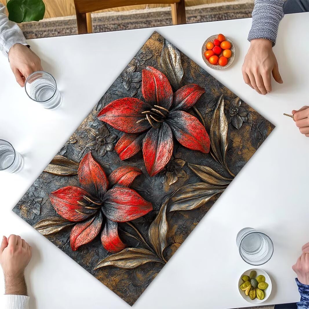 Puzzle 2000 Piezas, Puzzle Flor de Madera para Adultos, Regalos -2372