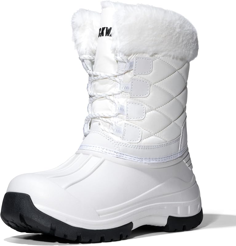 Snow Boots for Women Waterproof Mid Calf Duck Boots | Lightweight,Warm,Anti-Slip,Waterproof Shell,Hiking,Walking,Faux Fur Lined,Women Winter Snow Boots for Outdoor