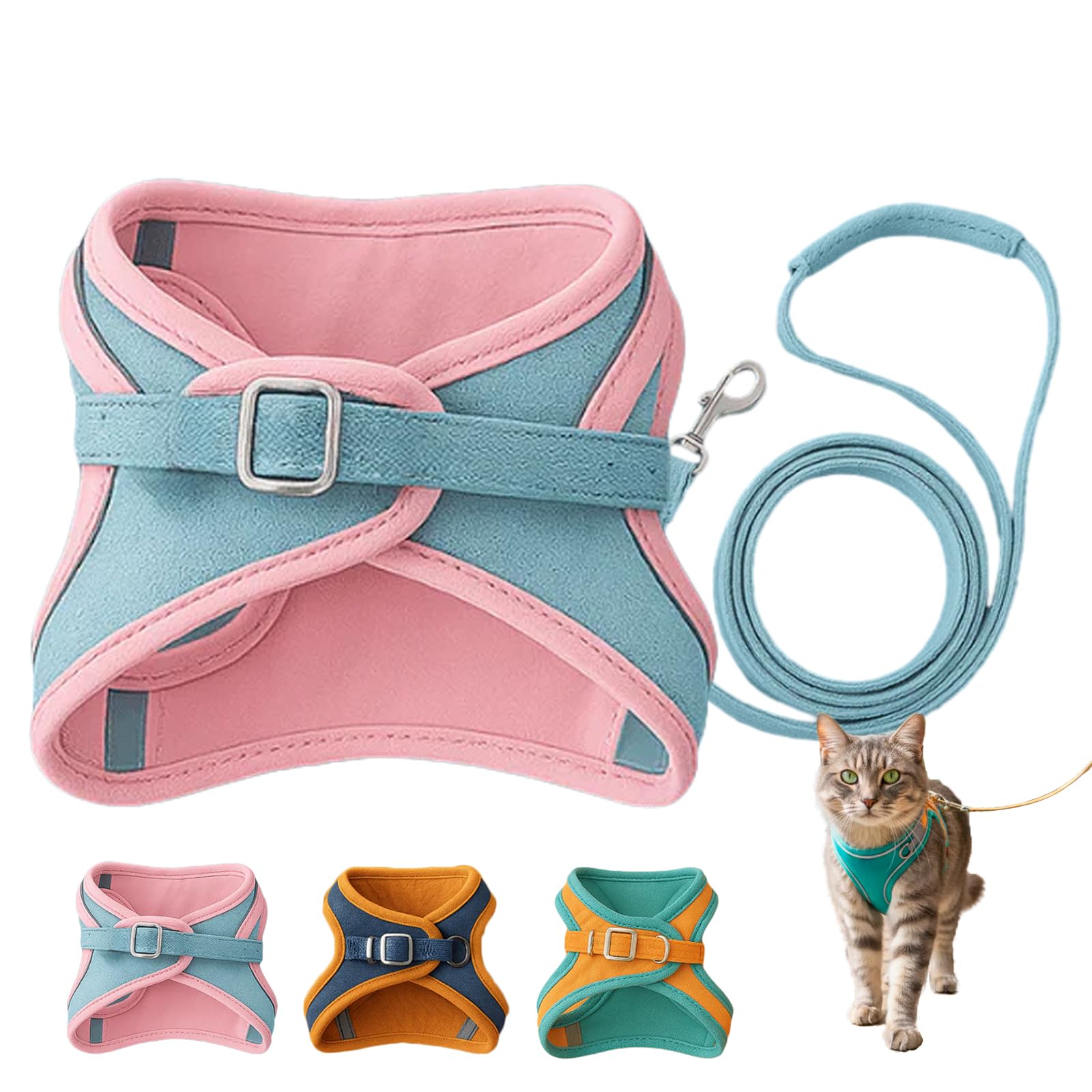 Escape-Proof Cat Harness and Leash Set, Soft Breathable Mesh Vest Style Cat Harness, Adjustable Step-In Cat Harness for Walking, Easy Wear Outdoor Harness for Small Medium Cats (Pink, M (3-9 lb)) — image 1