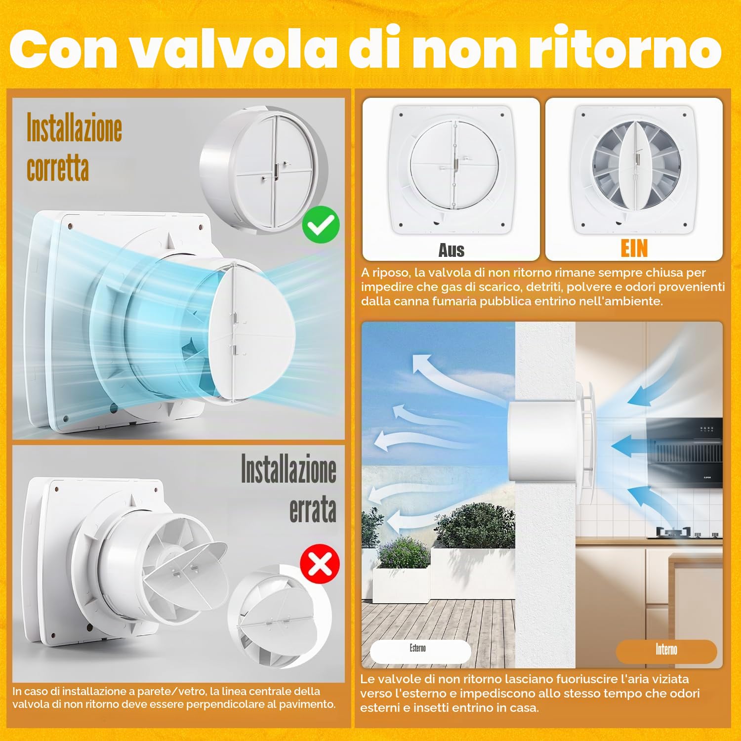 Aspiratore da bagno 100 mm con Sensore di Umidità e Dispositivo di Ritardo, 12W 95 m³/h Ventilatore da bagno con Valvola di Ritorno per Bagno Wc Cucina