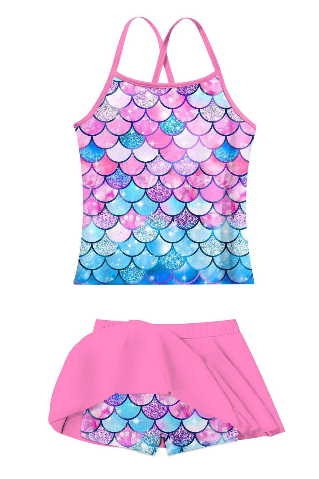 Taubow Girls Tankini Swimsuit Two Piece Bathing Suit with Adjustable Strap 3-13 Years