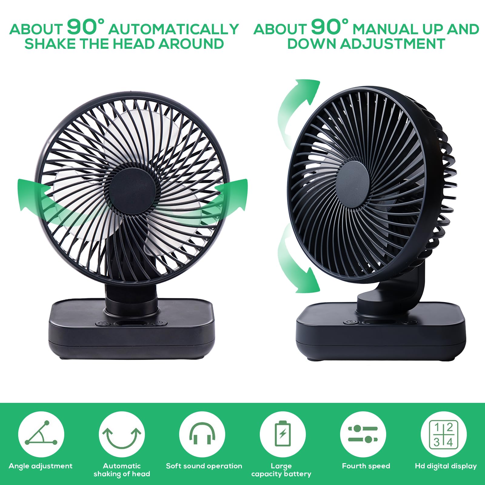 Mini Ventilateur De Table Usb Portable Avec Rotation À 360 Degrés Et 3