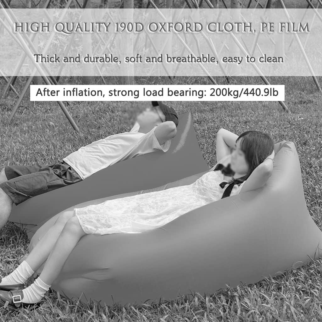 Inflatable Lounger Couch Outdoor Solid Color Single Use Air Sofa, Comfortable Beach Vacation Inflatable Couch, Portable Storage Bag, Bearing 200kg/440.9lb (Color : Yellow, Size : 180 * 70 * 60cm)