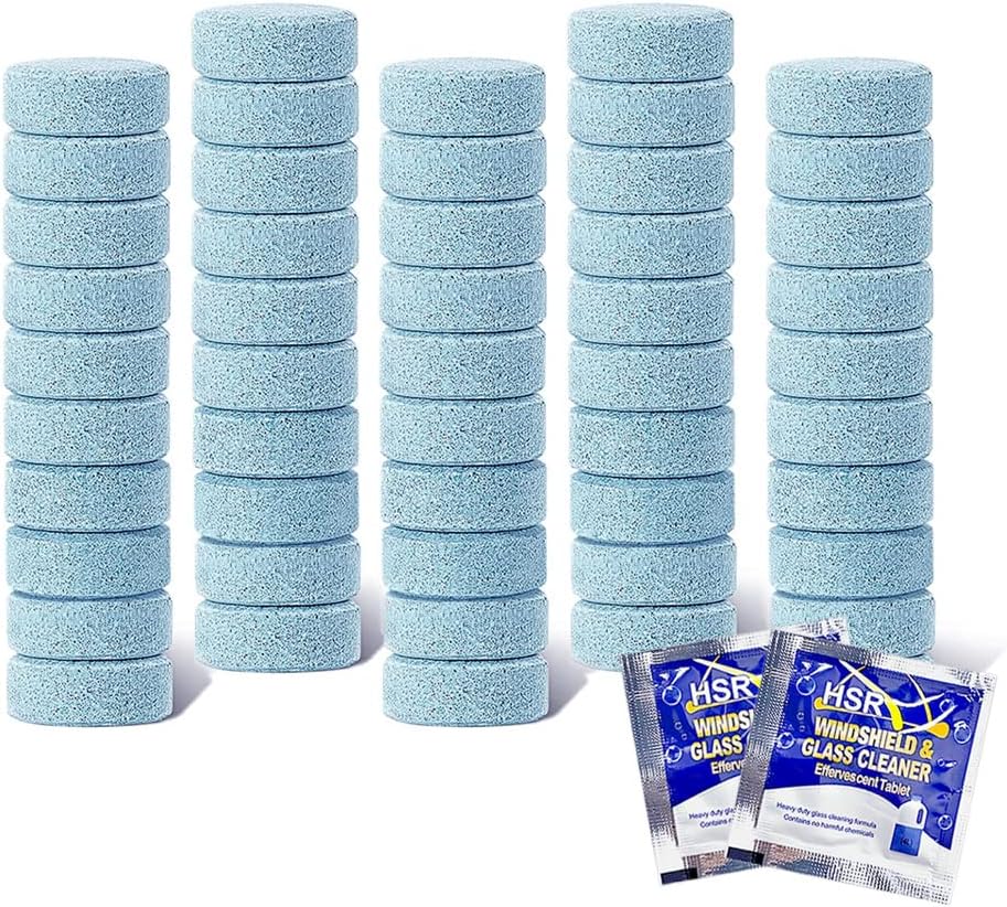 LICQIC 50 Pcs Car Windscreen Washer Tablets, Screen Wash Tabs for Cars Windshield Glass Kitchen