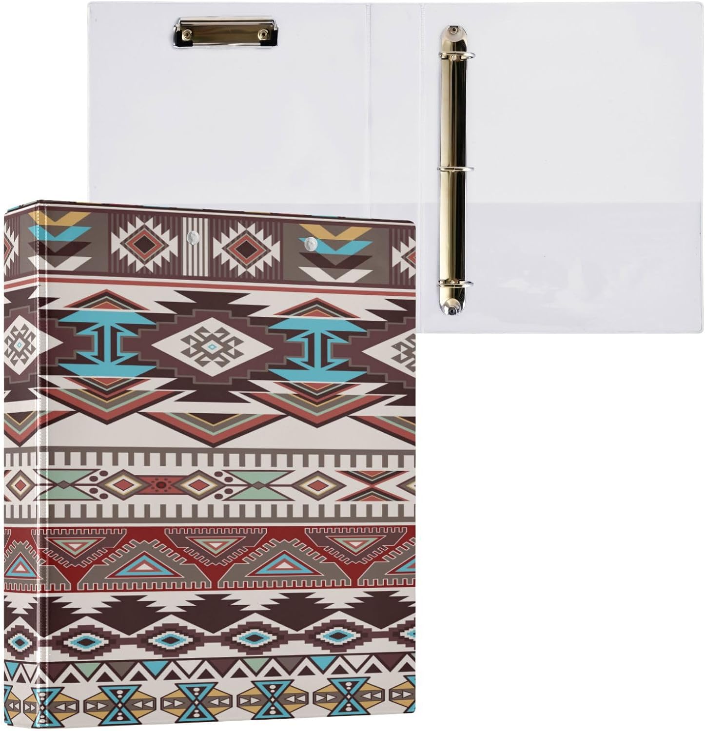 YEGAME 3リングバインダー Aztec Navajo 1.5インチ ラウンドリング 200枚収納可能 クリップボードバインダー
