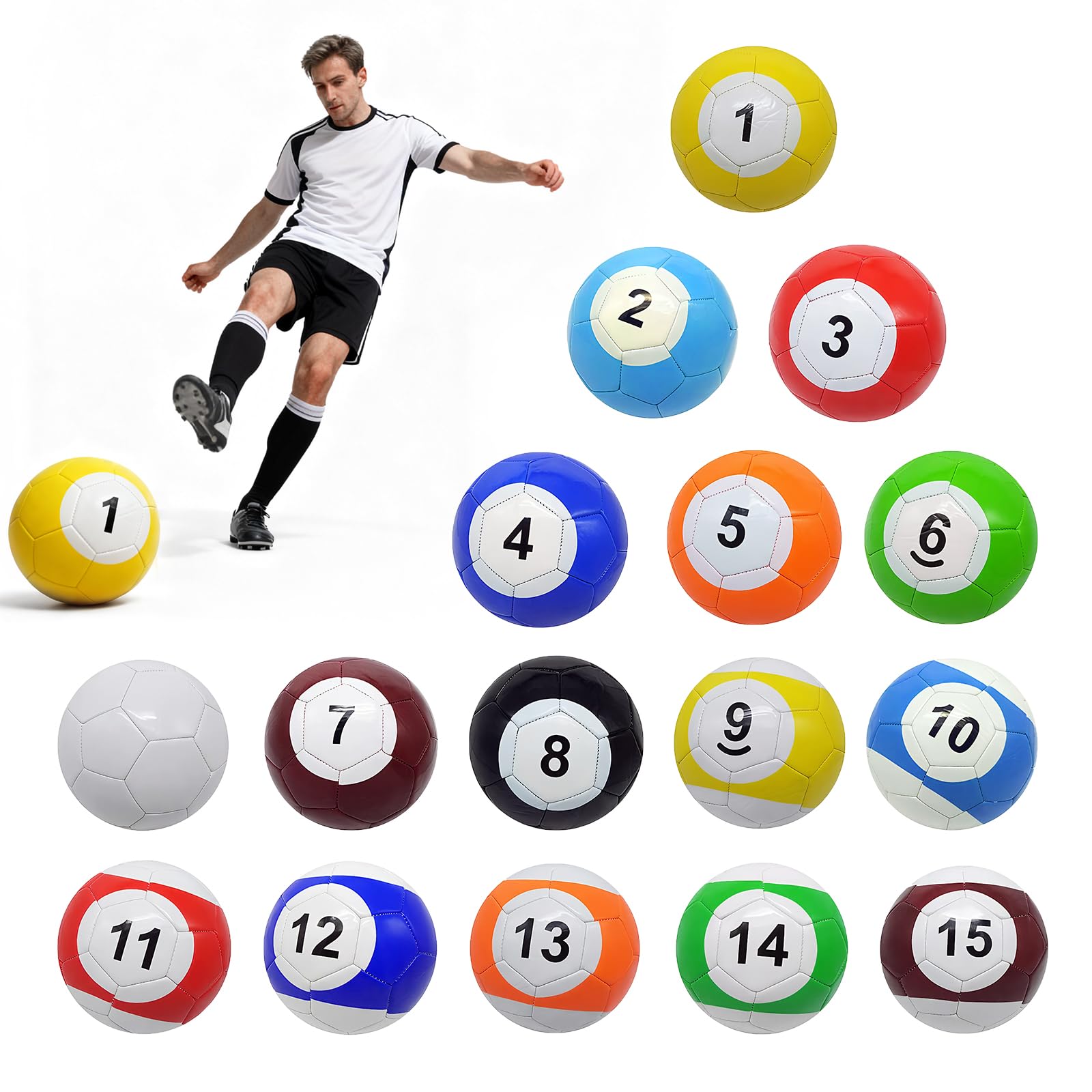 16 Teiliges Leder FußBall Pool Kick Billard Set, Sportspiel FüR Erwachsene, FüR HinterhofräUme, AußEn- Und Innenbereich