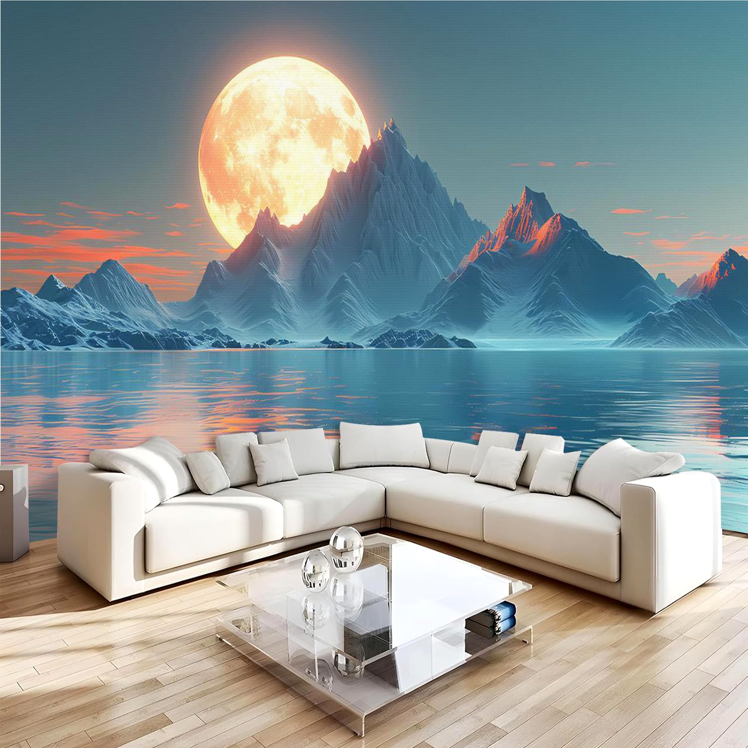 Générique Papier Peint Panoramique 3D 300x210 cm Montagne Soleil Non-tissé Murale Maison Décoration Intérieure Paysage pour Chambre Salon Mur TV Artistique Poster Décoration Murale 1M2324