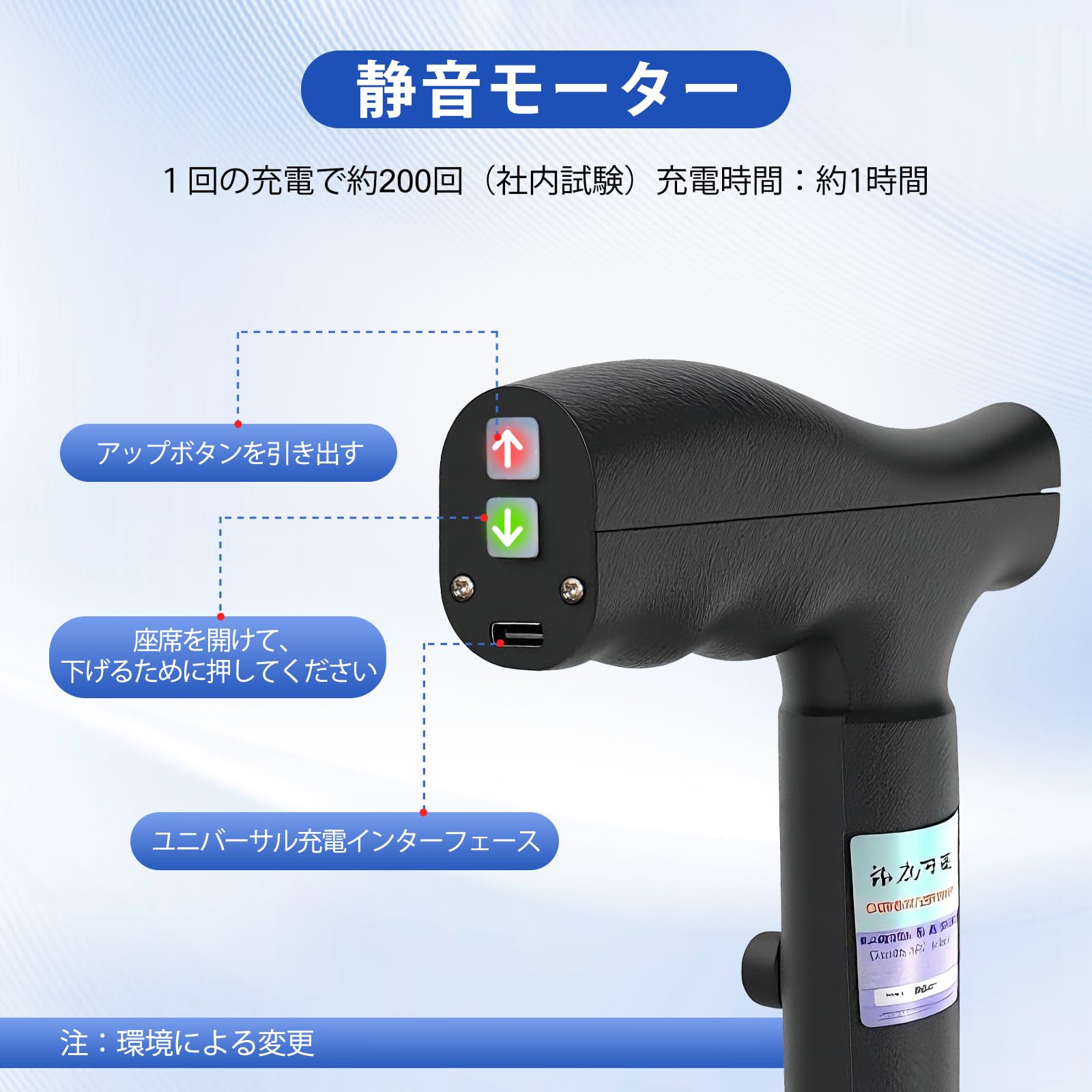 Amazon.co.jp: 電動ステッキチェア 88.5cm｜USB充電 ｜ワンタッチ開閉