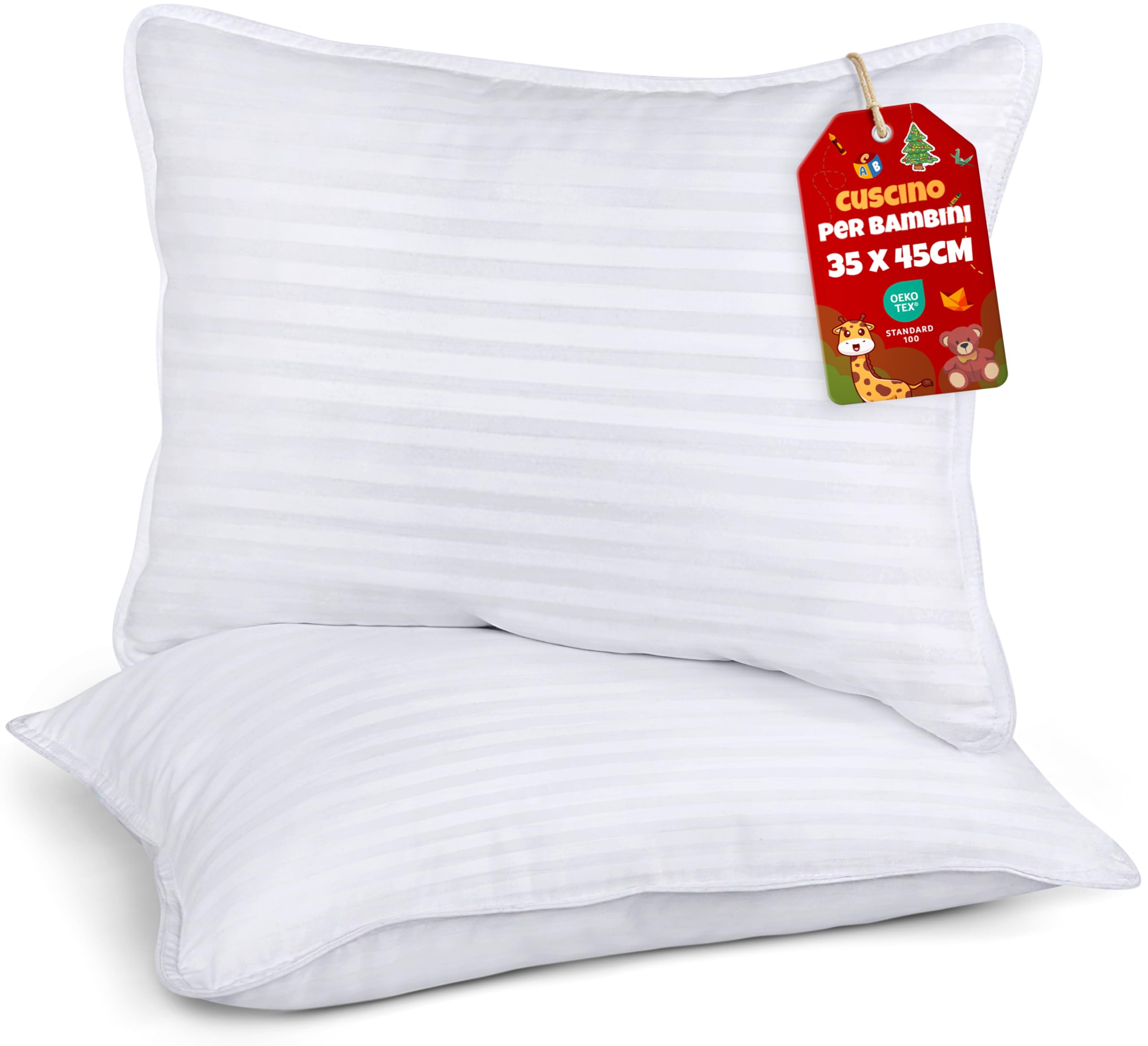 Utopia Bedding Cuscino per Bambini 33 x 45 cm, Set di 2 Cuscini per Bambini, Tessuto in Policotone Traspirante, Cuscino per Bambini per la Nanna, Destinato dai 2 Anni in su (Bianco)