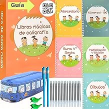 Calligraphy Children from 4 to 8 years – Children's Calligraphy Notebook Learn to Write and Draw – 5 Magic Books of Writing Drawing – Includes Magic Pens, 20 Refills and a Case