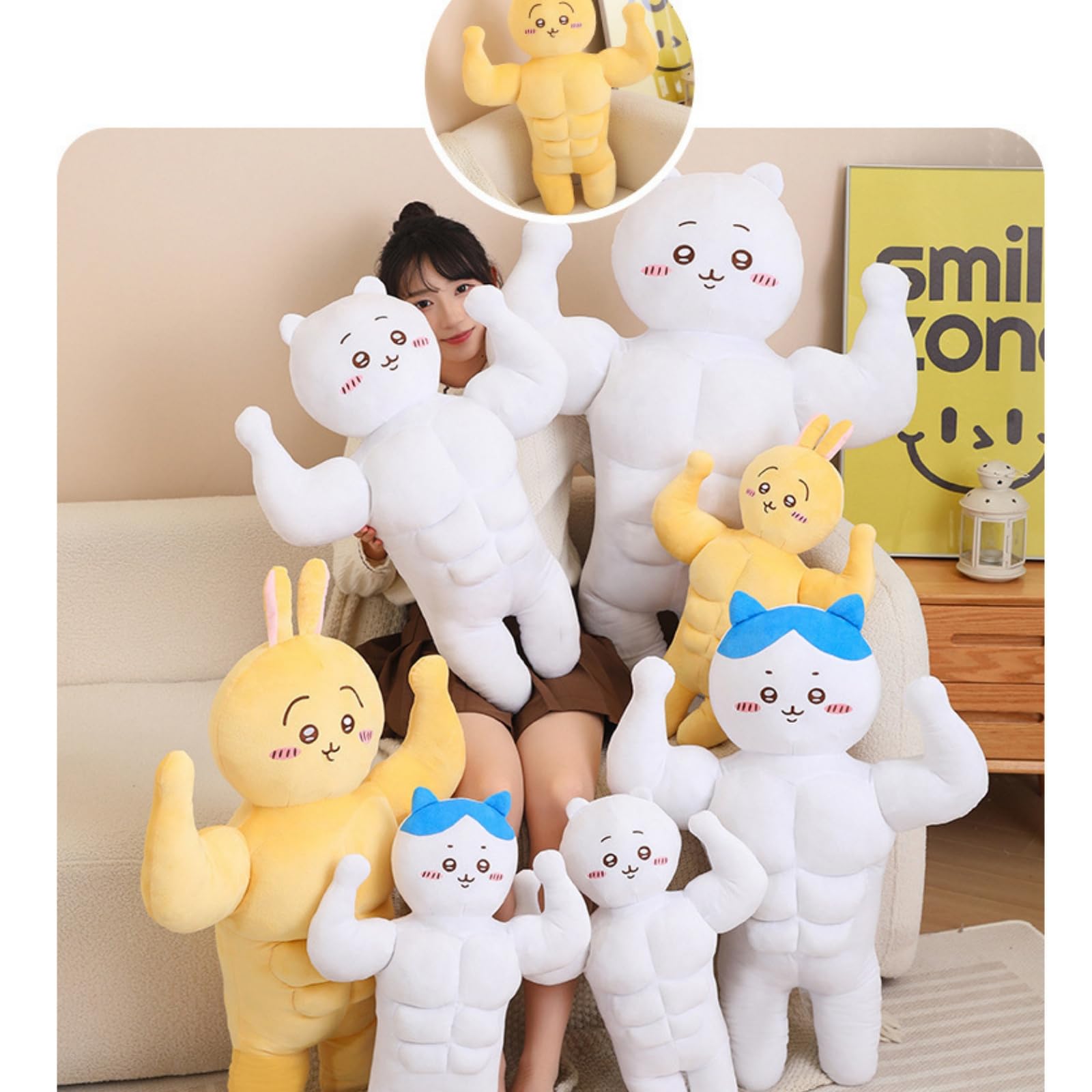 Amazon.co.jp: [Hushan] ハチワレ ぬいぐるみ マッスル 巨大 各種 