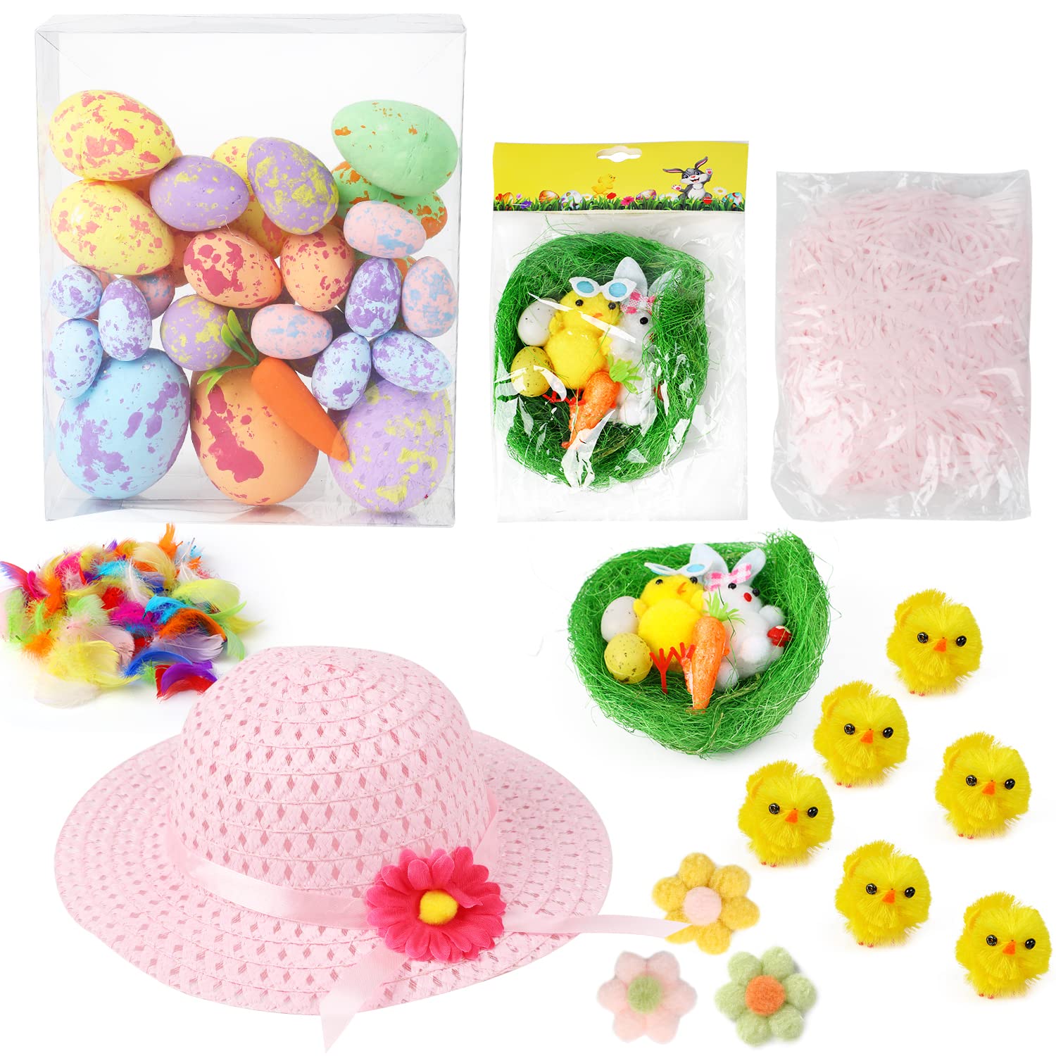 SULOLI Easter Bonnet Kit,Easter Bonnet Hat Kids Make Your Own Easter Bonnet Easter Bonnet Decorations Kit Girls Easter Bonnet Making Kit(Pink) - Image 2