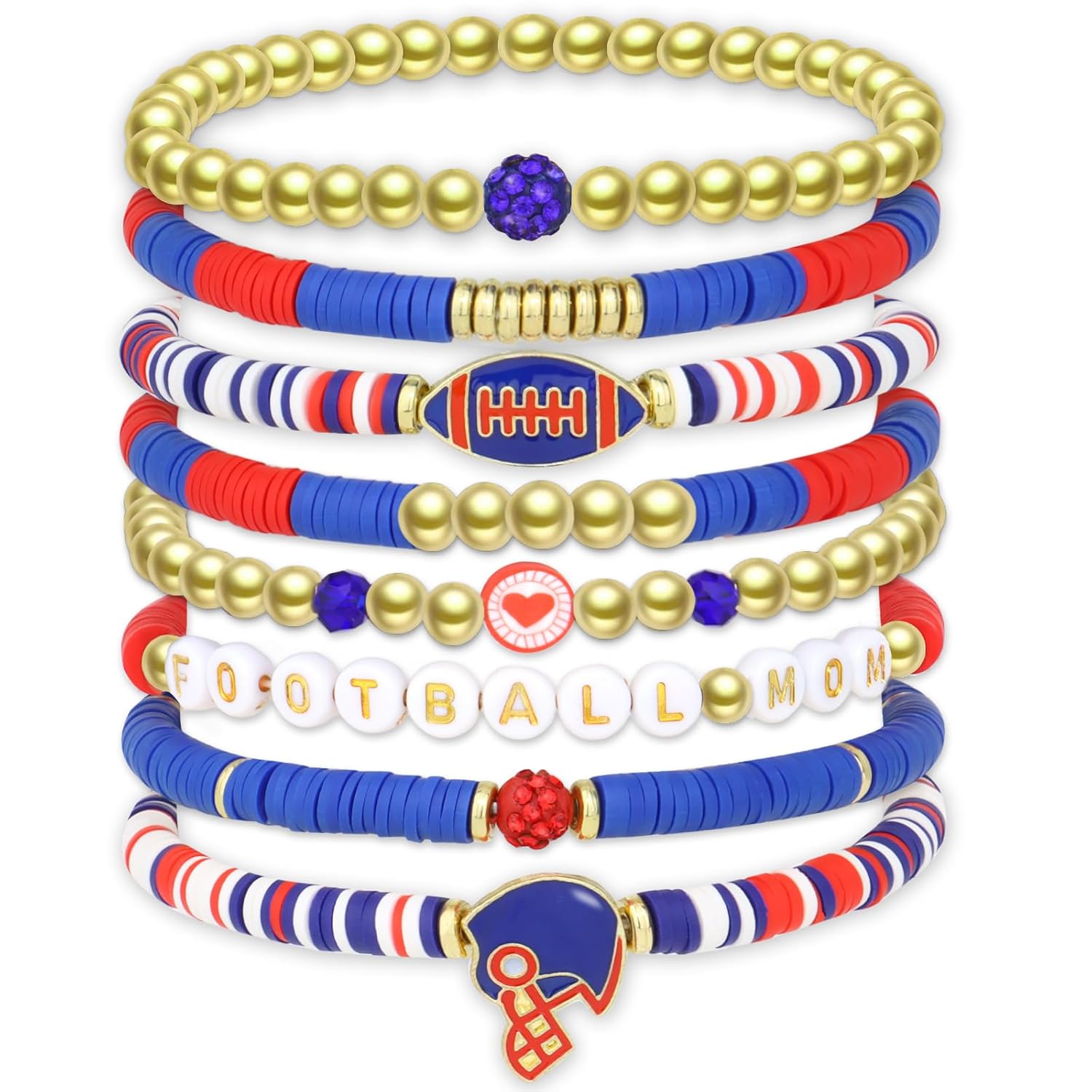 YARIEW Football Mom Beaded Bracelets