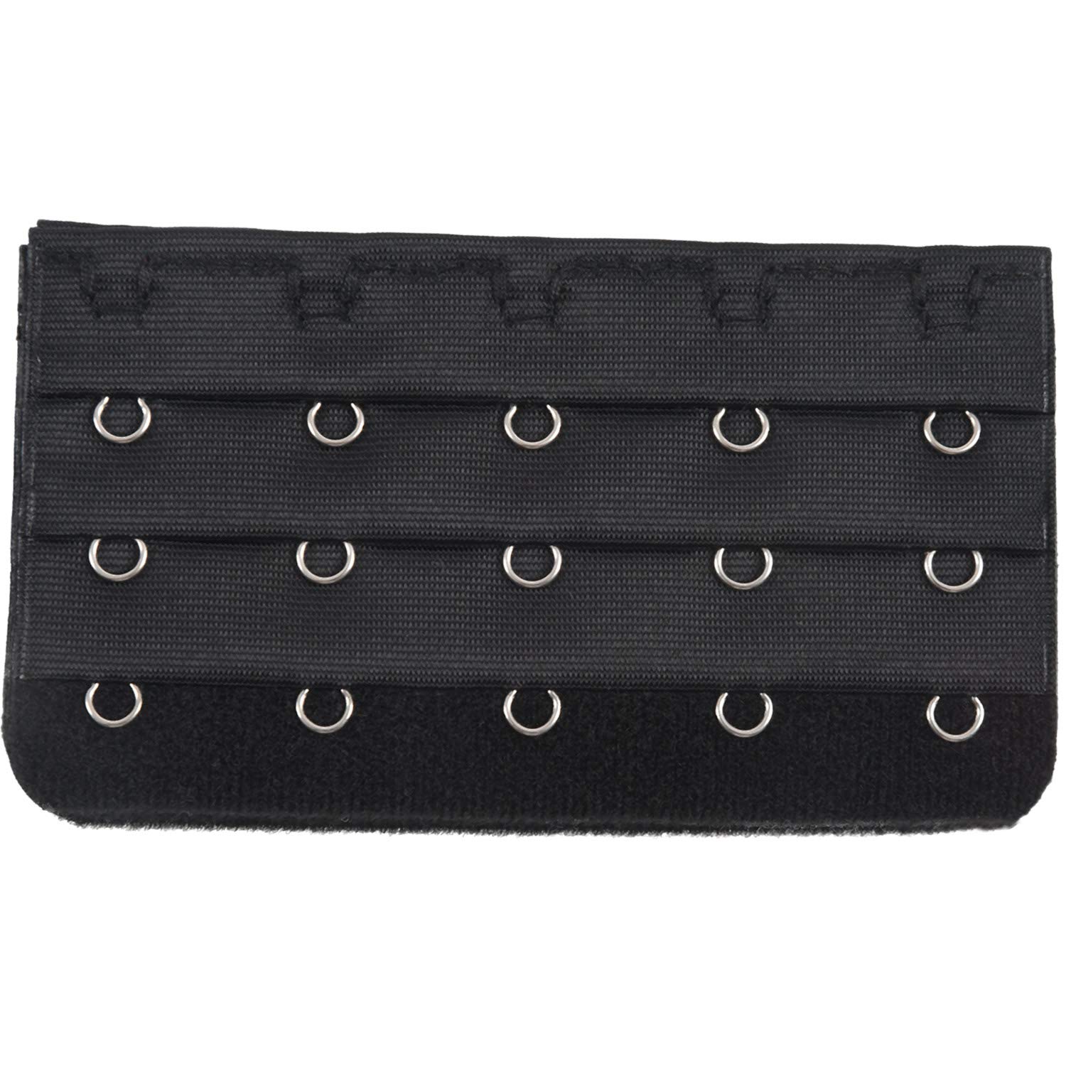 Giuneuow Women's Black 5 Rows Hook And Eye Tape Extension Bra Strap Extender 5 Pcs For