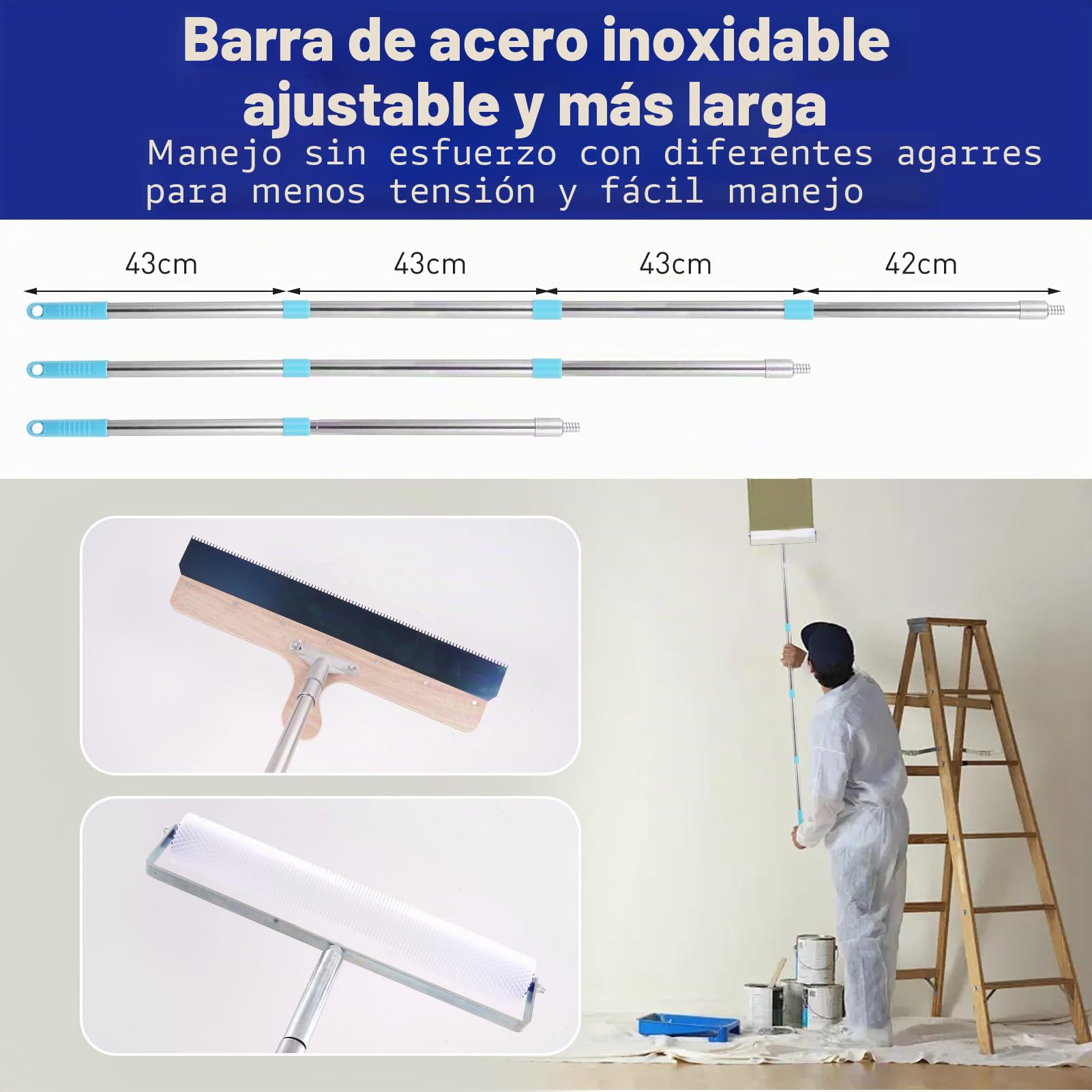 Juego de herramientas de cemento autonivelantes, rodillo de puntas para cemento autonivelante, juego de suelo epoxi, zapatos de punta para suelos epoxi, herramientas de hormigón, raspador de acero