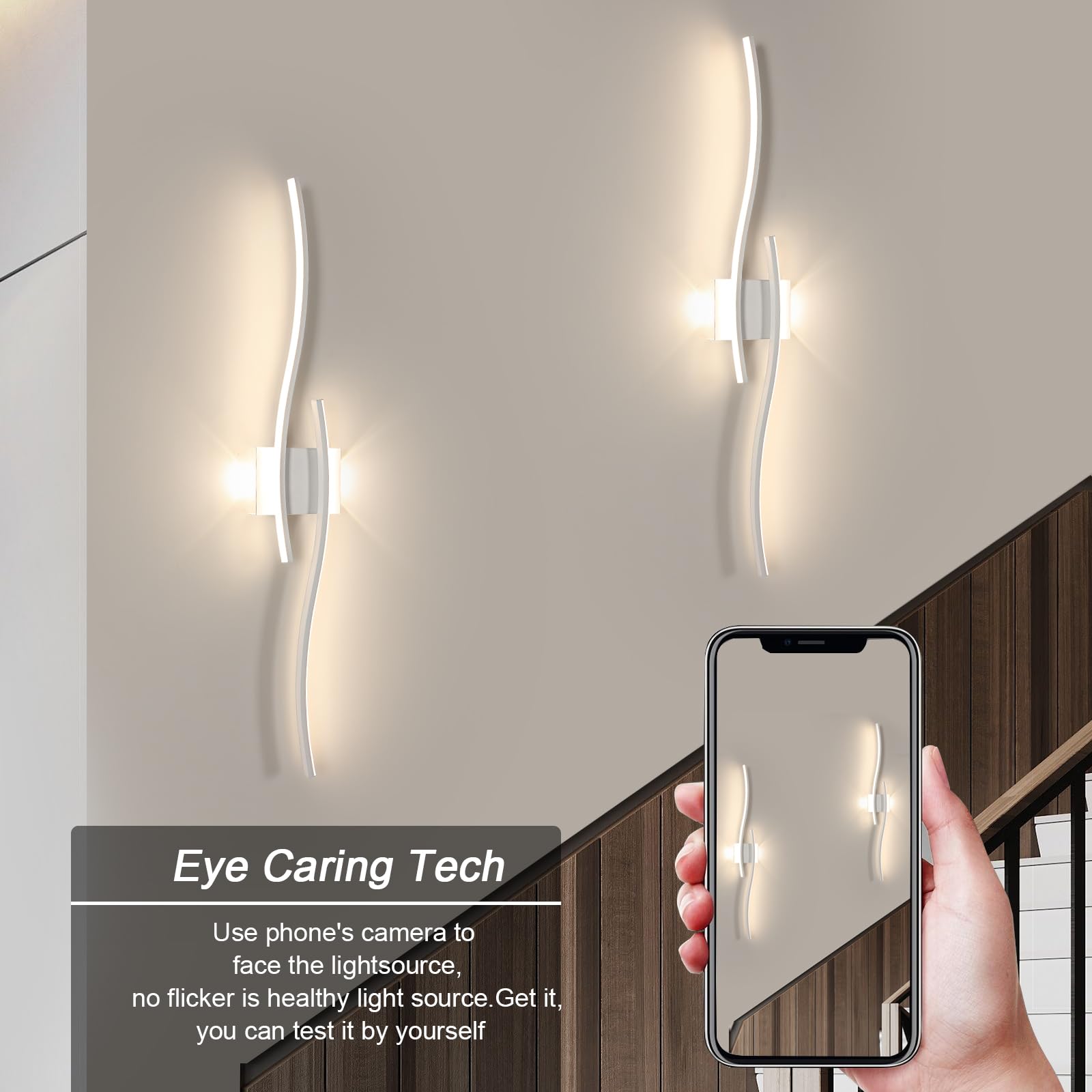 Comely Applique Murale Longue Intérieure 89.5 cm, LED Lampe Murale Blanc | 27W 3000LM, Applique Murale Interieur Moderne Design pour Chambre 4500k