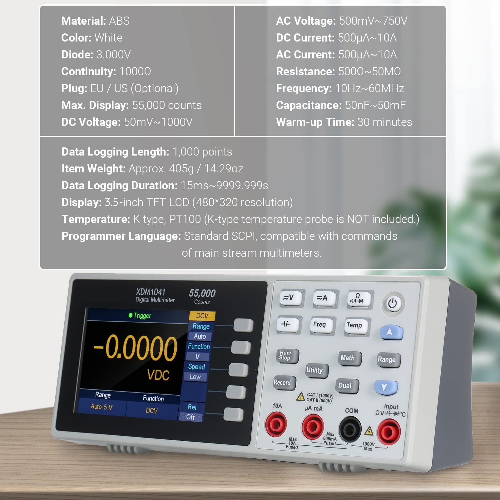 Multímetro Digital de 55000 Cuentas, medidor Universal de Alta precisión con Pantalla TFT LCD de 3,5 Pulgadas con retroiluminación, amperímetro Multifuncional