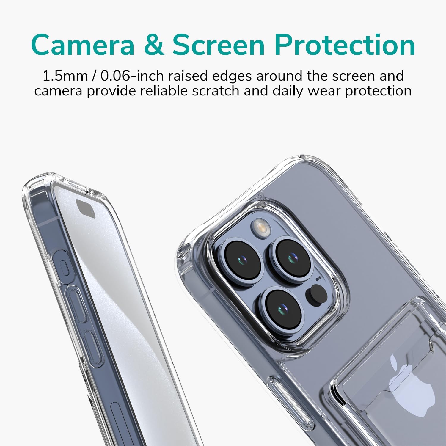 for iPhone 15 Pro Max Clear Wallet Case with RFID Blocking Card, Up to 3 Cards, Hybrid Protective Case with Card Holder, TPU + PC, Anti-Yellowing, 6.7" 2023 - Image 6