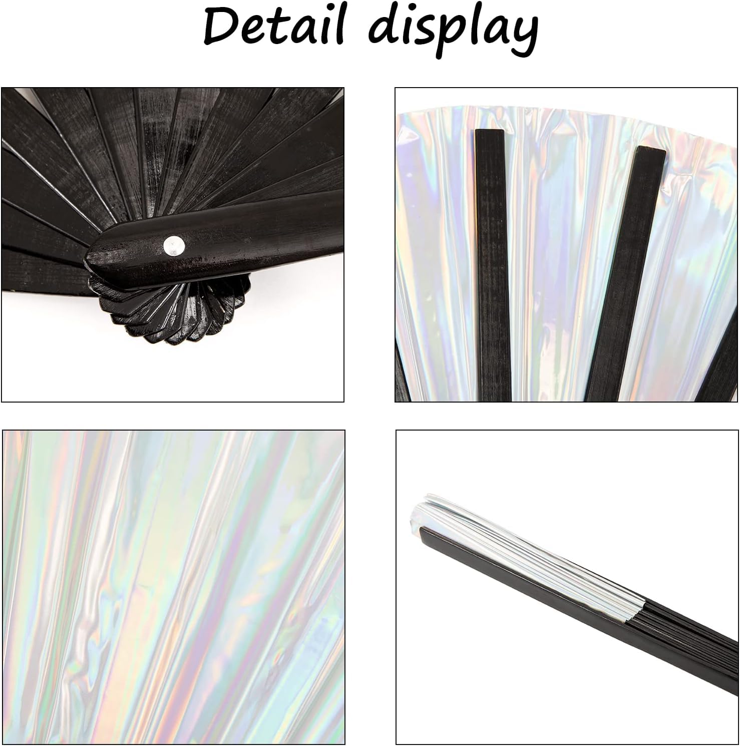 Abanico plegable grande brillante metálico 10" chino para fiestas festivales Kung Fu Tai Chi bailes rave
