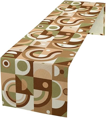 Miniatura 25 de Camino de mesa floral bohemio retro de los años 70, hippie de verano, Groovy Floral Power Impreso, camino de mesa de lino para el hogar, cocina,