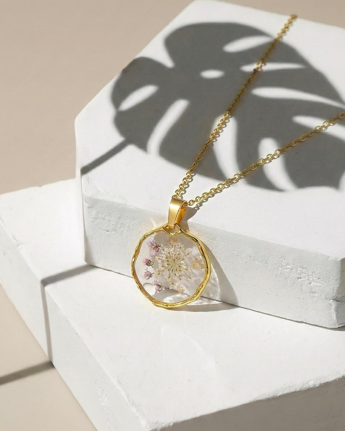 Real Pressed Flower Necklace for Women, Handmade Birth Floral Pendant, Meaningful Nature-Inspired Jewelry Gift for Christmas, Valentine’s & Mother’s Day - 18" - Image 2