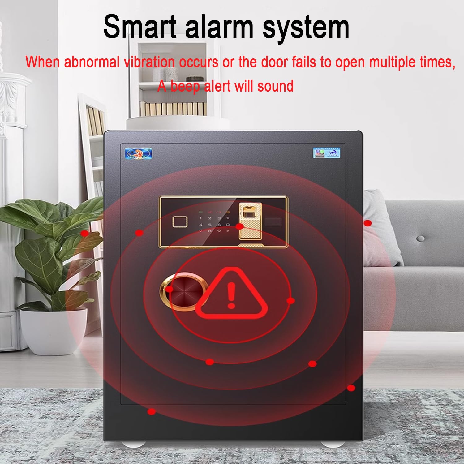 Casseforti a armadio, Casseforti Diversion a muro, Impronta digitale, Chiave, Password digitale, 3 metodi di sblocco, Casseforti Password Safe Home, Cassaforte per ufficio da 60 cm